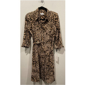 CALVIN KLEIN Cheetah Shirtdress Midi Dress